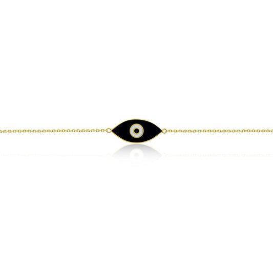 Yellow Gold Dark Blue Evil Eye Bracelet