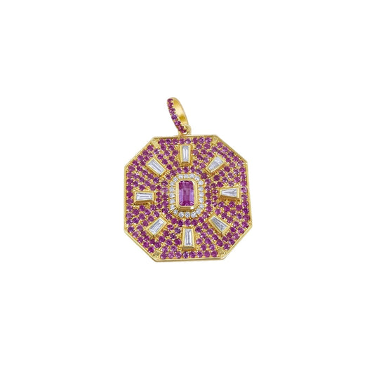 Pink Sapphire Octagon Charm