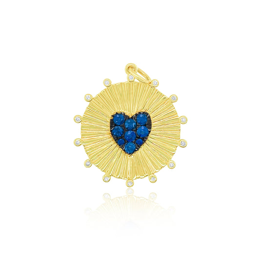 Yellow Gold and Sapphire Heart Medallion