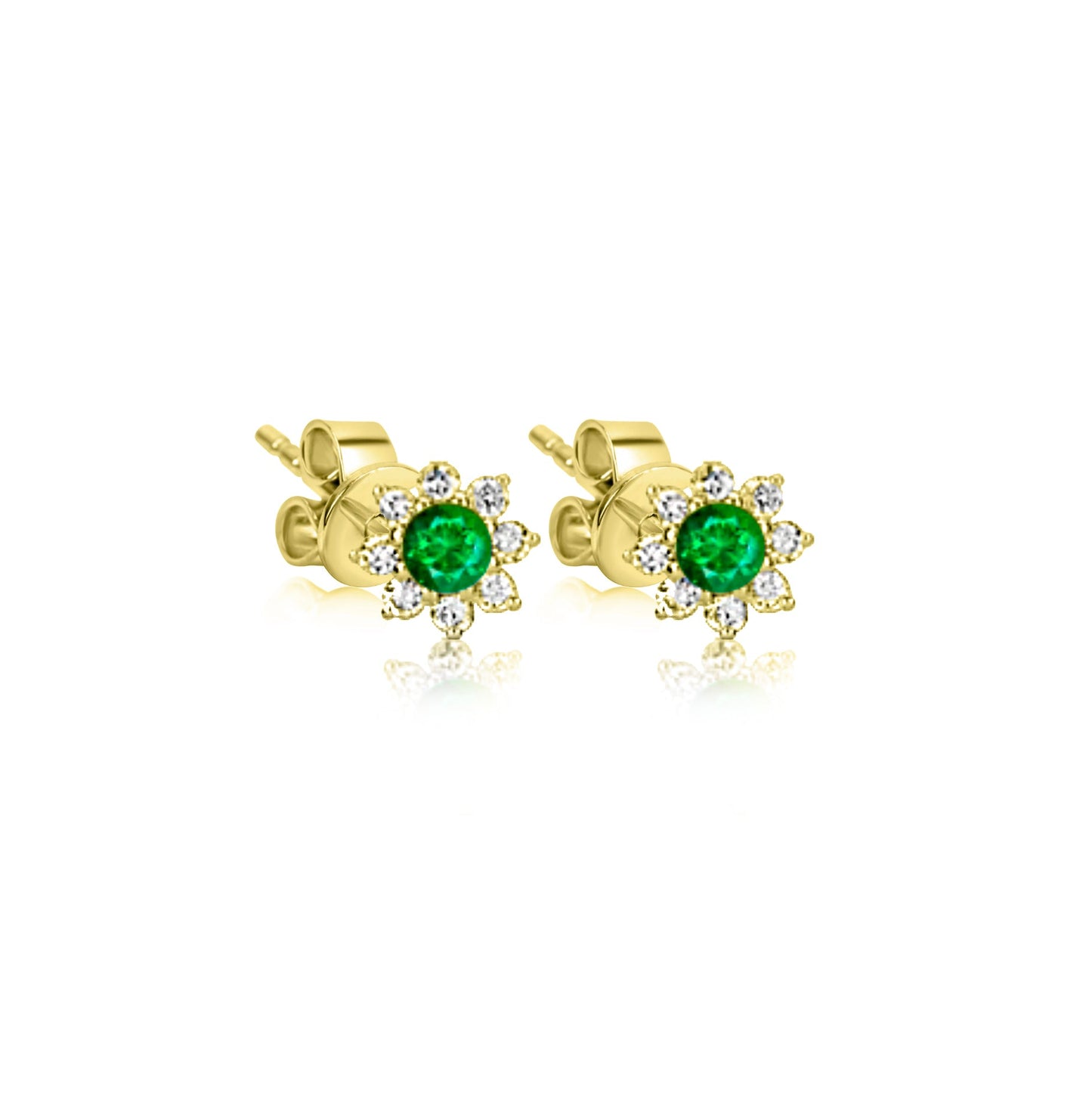 Sisterly Style Emerald Yellow Gold Flower Stud | Online Exclusive