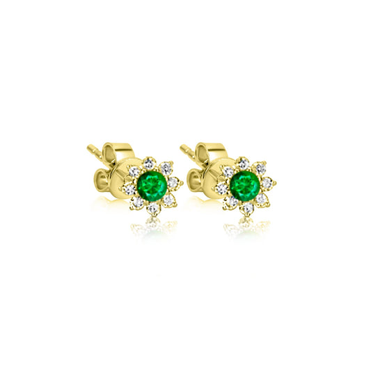 Sisterly Style Emerald Yellow Gold Flower Stud | Online Exclusive
