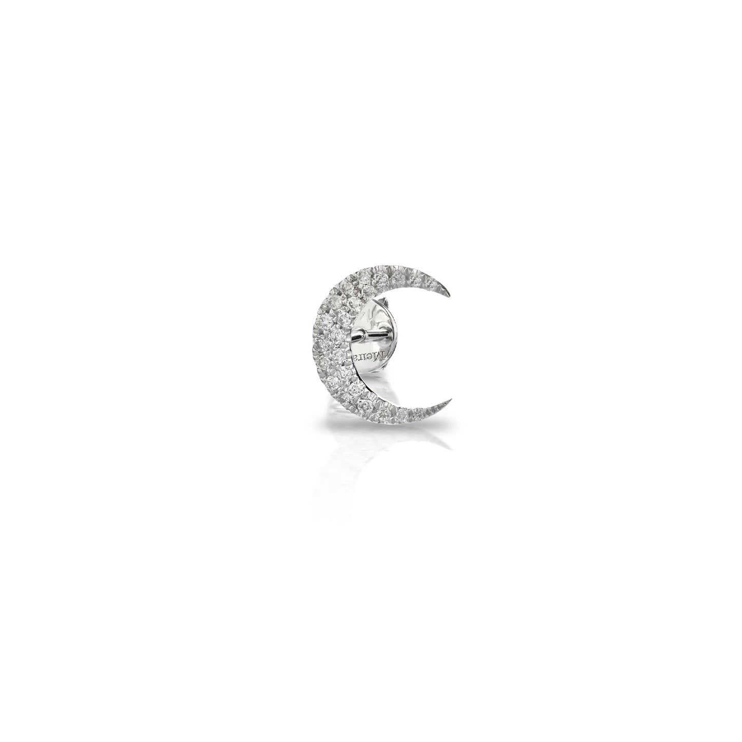 White Gold Pave Diamond Moon (single)