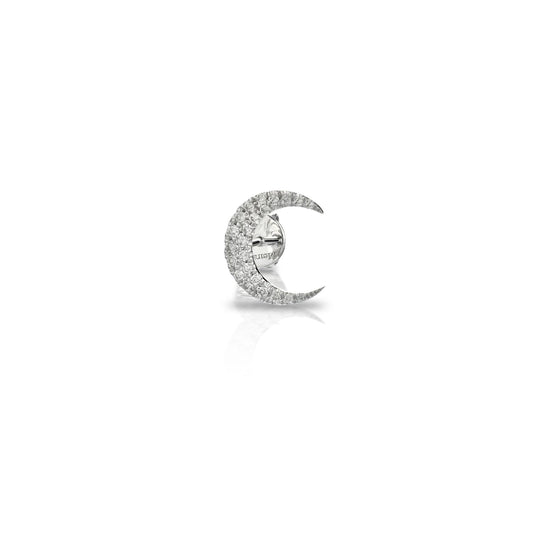 White Gold Pave Diamond Moon (single)