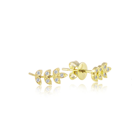 Diamond Leaf Studs