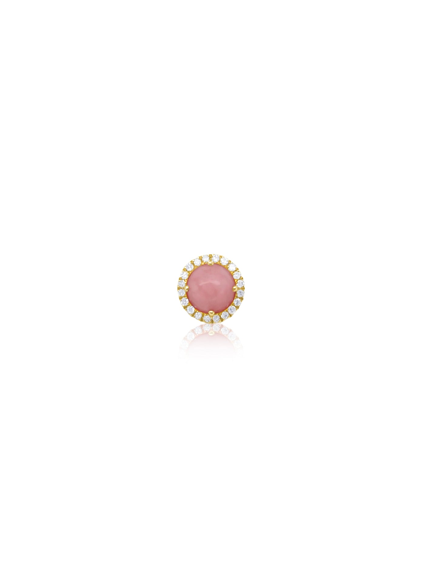 Yellow Gold Pink Opal Stud (single)