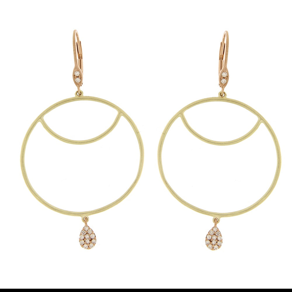 Open Circle Earrings with Diamond Charm