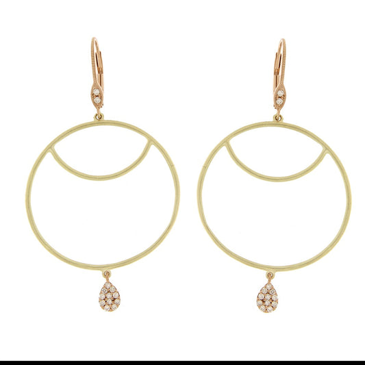 Open Circle Earrings with Diamond Charm