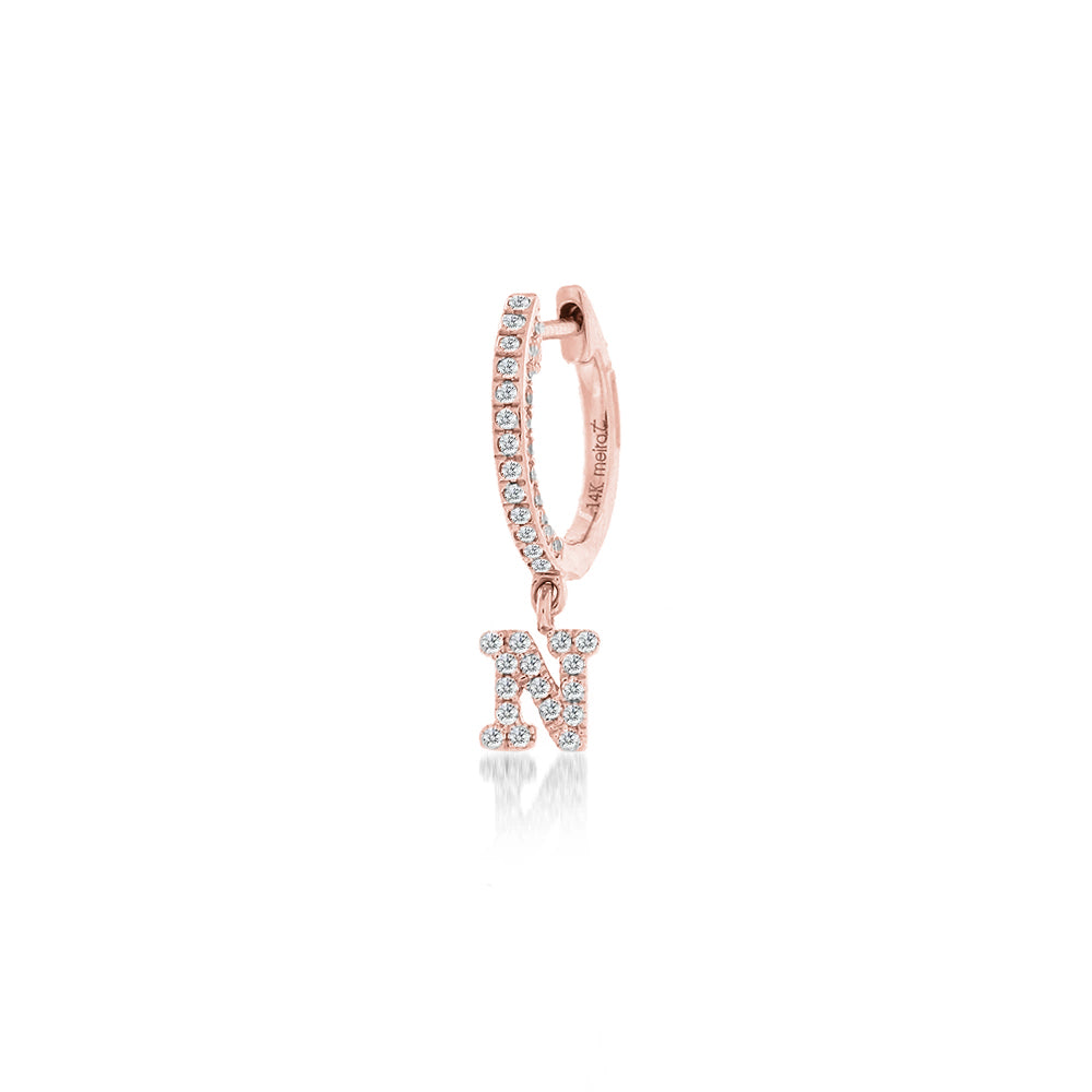 rose gold initial huggies