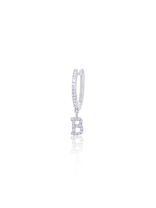 white gold initial huggies