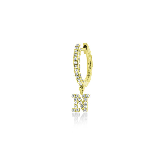 yellow gold initial huggies