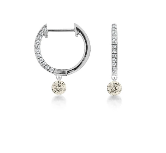 White Gold Diamond and Drilled Diamond Huggies