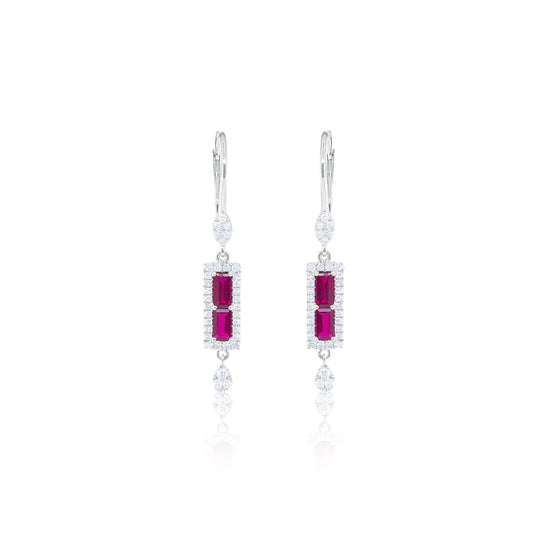 Ruby and Diamond White Gold Earrings