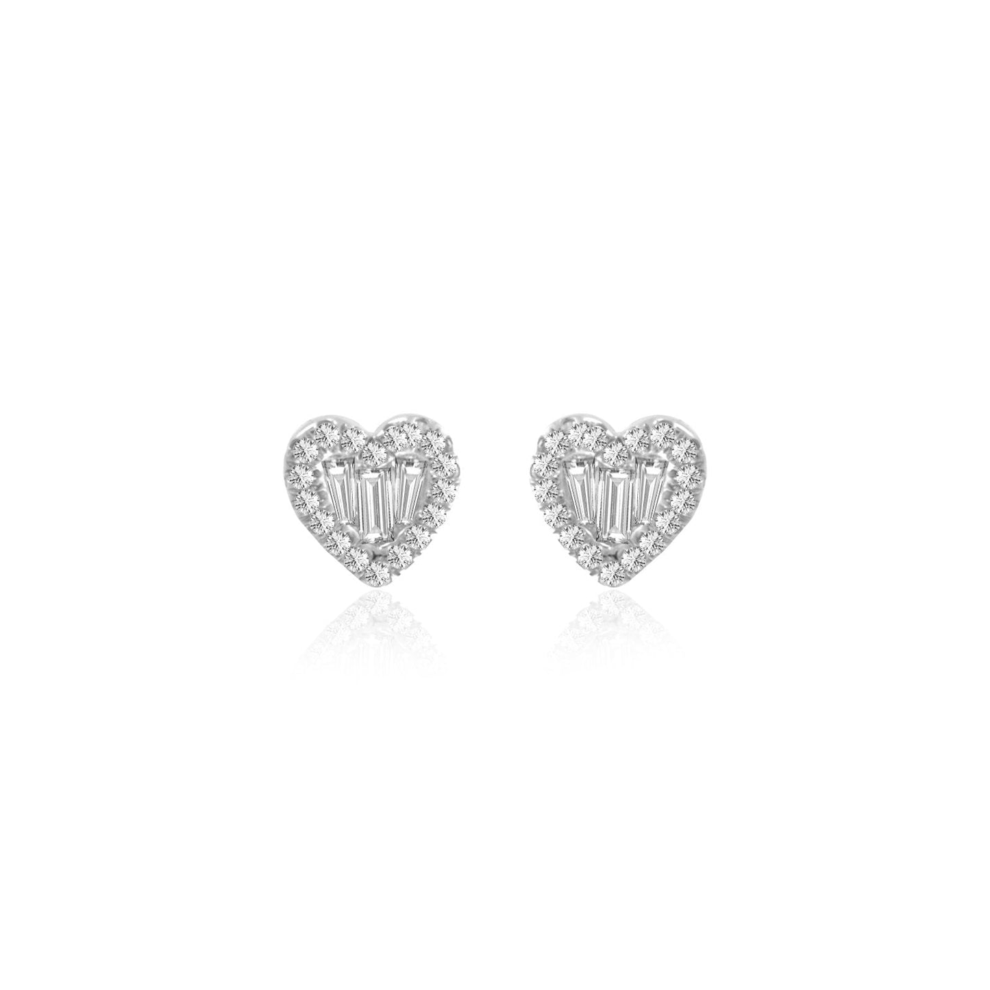 White Gold Diamond Heart Studs (set)