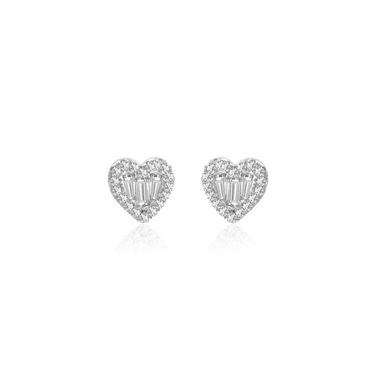 White Gold Diamond Heart Studs (set)