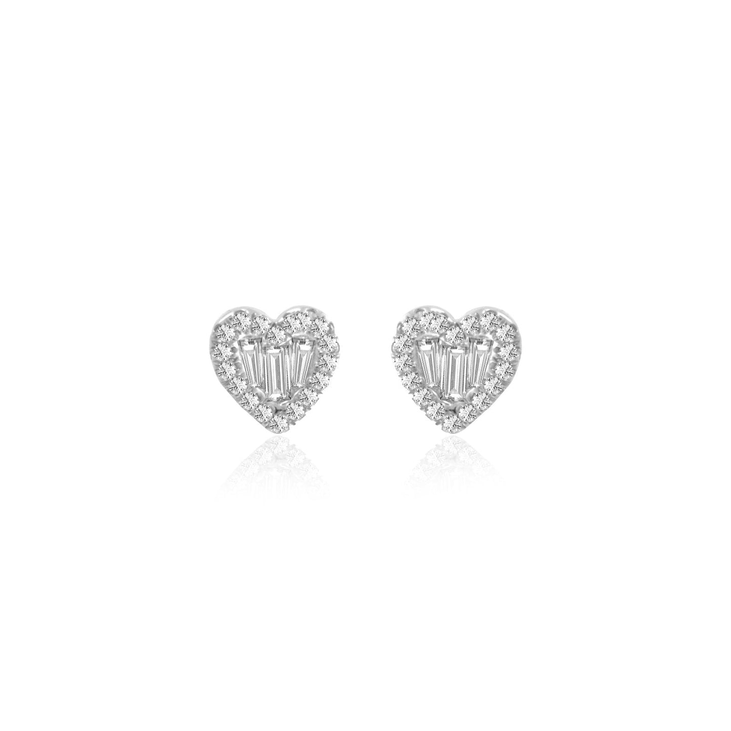 white gold and diamond heart studs set