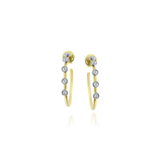 Yellow Gold Bezel Hoops
