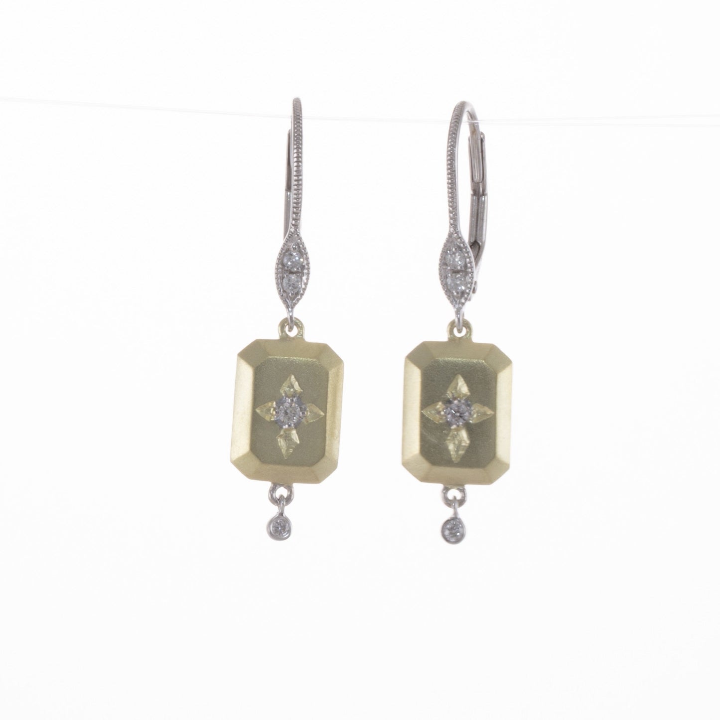 Drop Diamond Cross Earrings