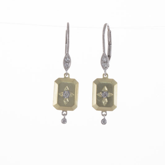 Drop Diamond Cross Earrings