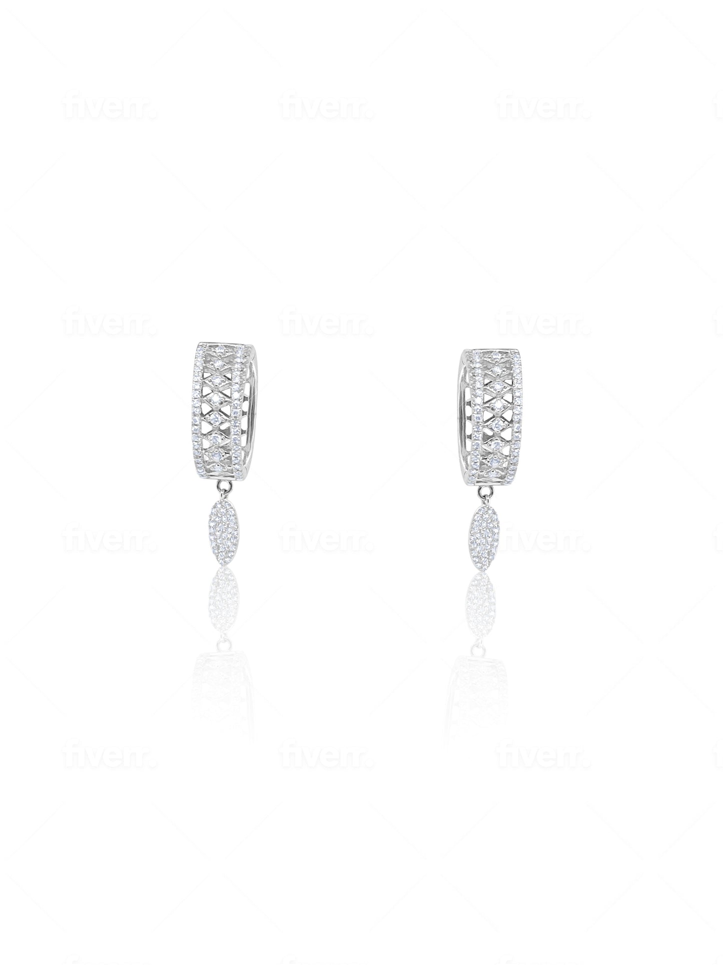 Diamond Huggies with Dangling Diamond Charm