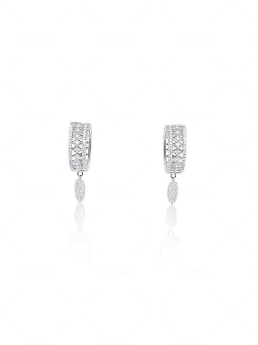 Diamond Huggies with Dangling Diamond Charm