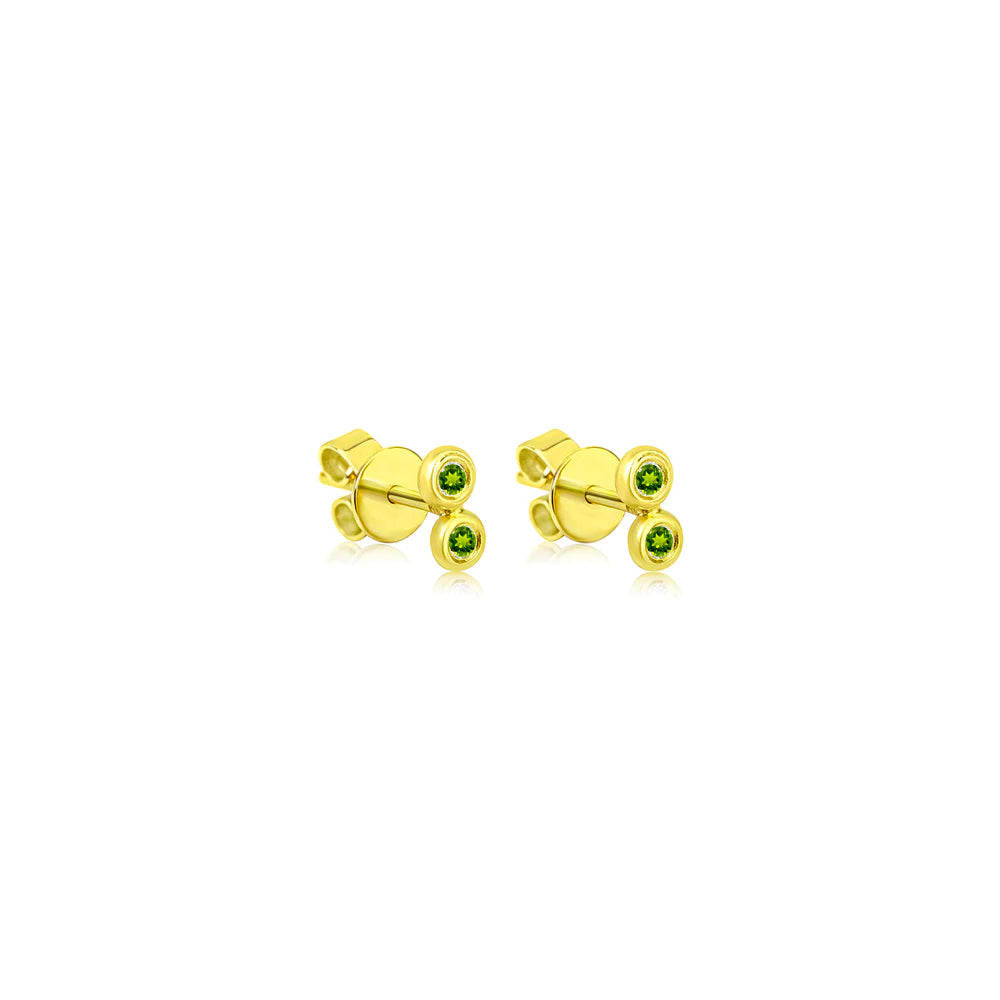 Yellow Gold Peridot Bubble Studs