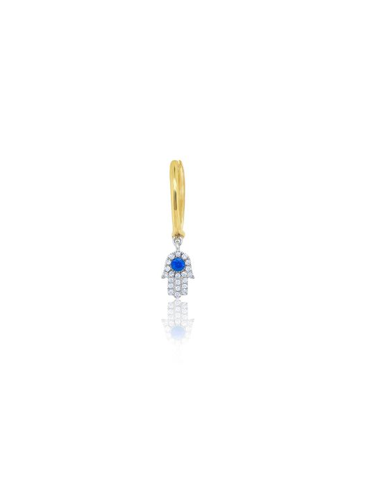 Yellow Gold Hamsa Hand Huggy (single)