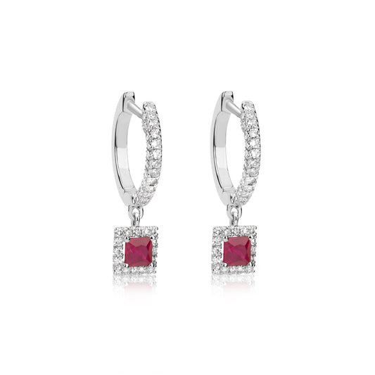 Dainty Diamond and Ruby Hoops