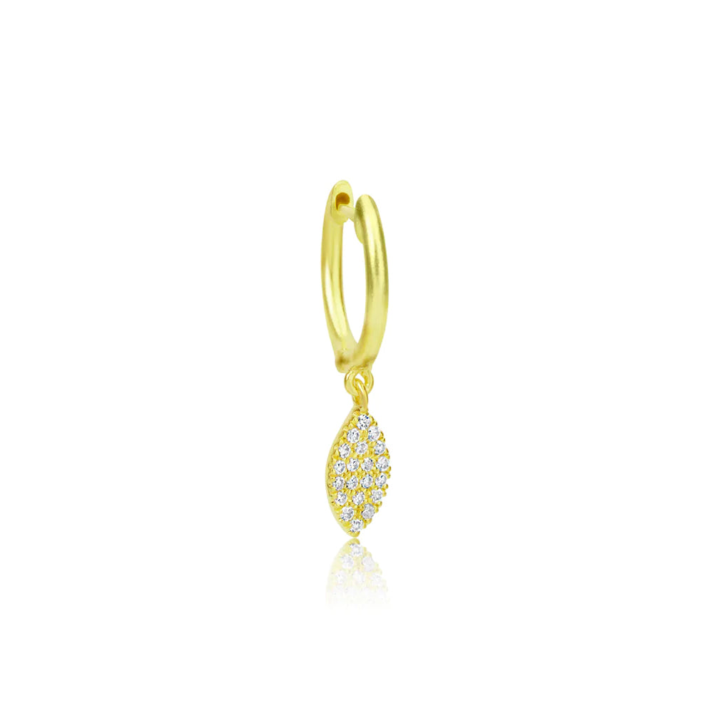 Diamond Pave Marquis Charm Huggie (single)