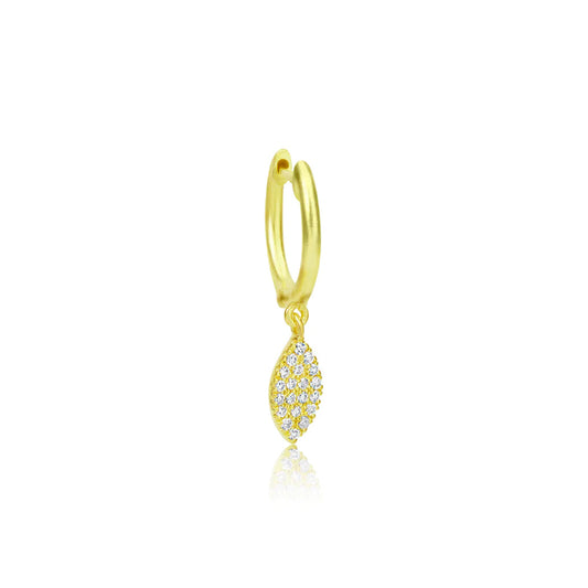 Diamond Pave Marquis Charm Huggie (single)