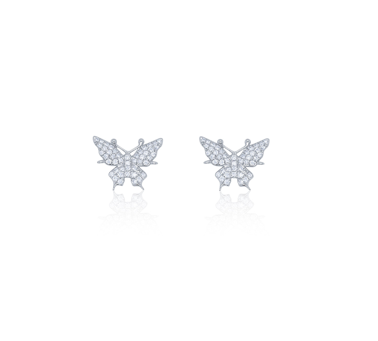 White Gold And Diamond Butterfly Studs