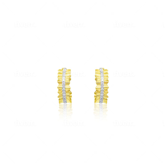 Yellow Gold Ripple Diamond Earrings