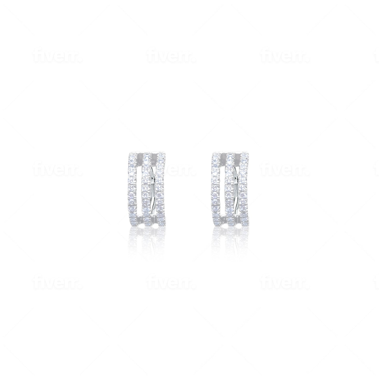 White Gold Triple Diamond Ear Cuffs