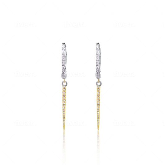 Two Tone Diamond Dagger Earrings