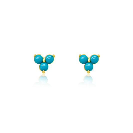 Blue Turquoise Yellow Gold Stud Earrings *ONLINE EXCLUSIVE*