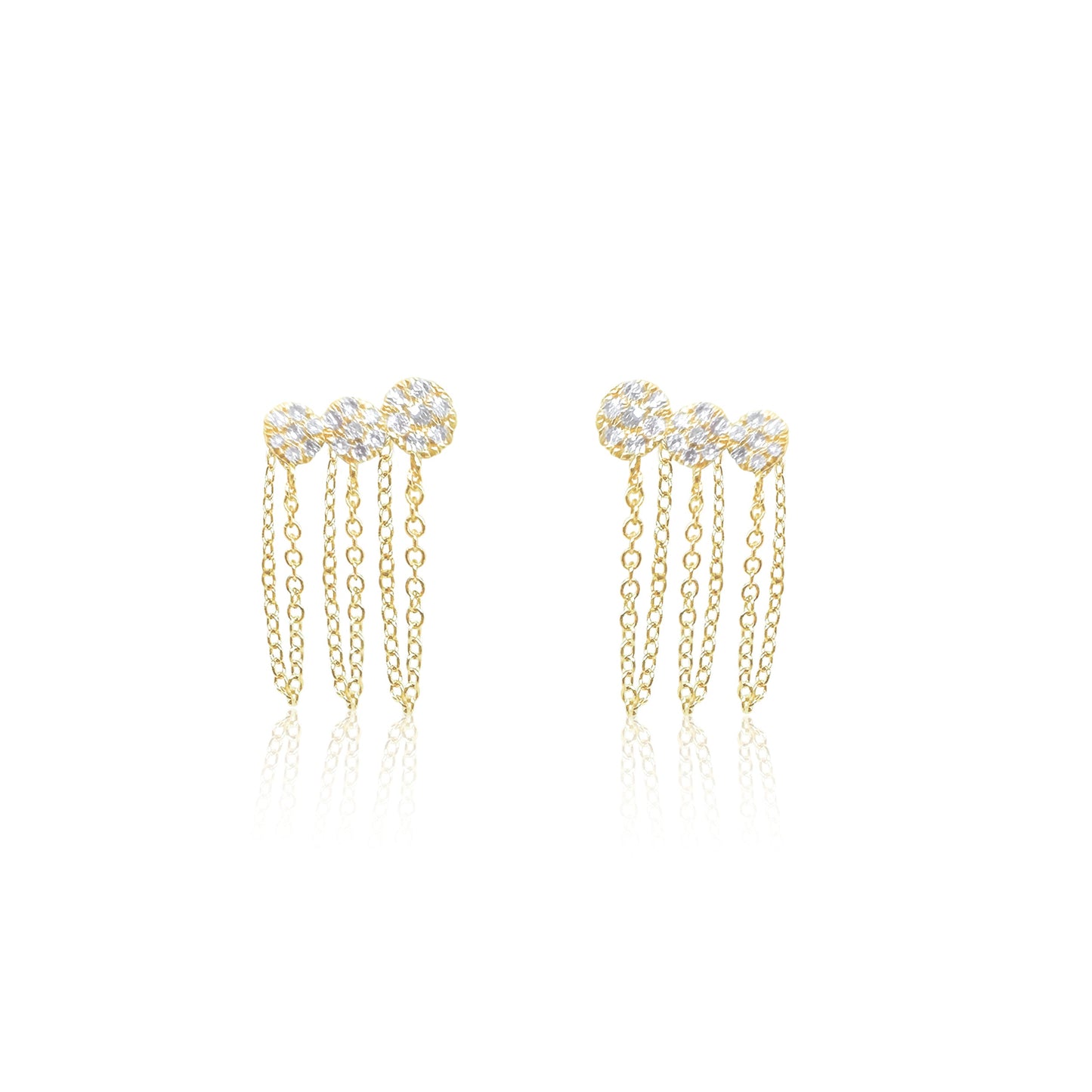 Yellow Gold Diamond Disk Fringe Earrings