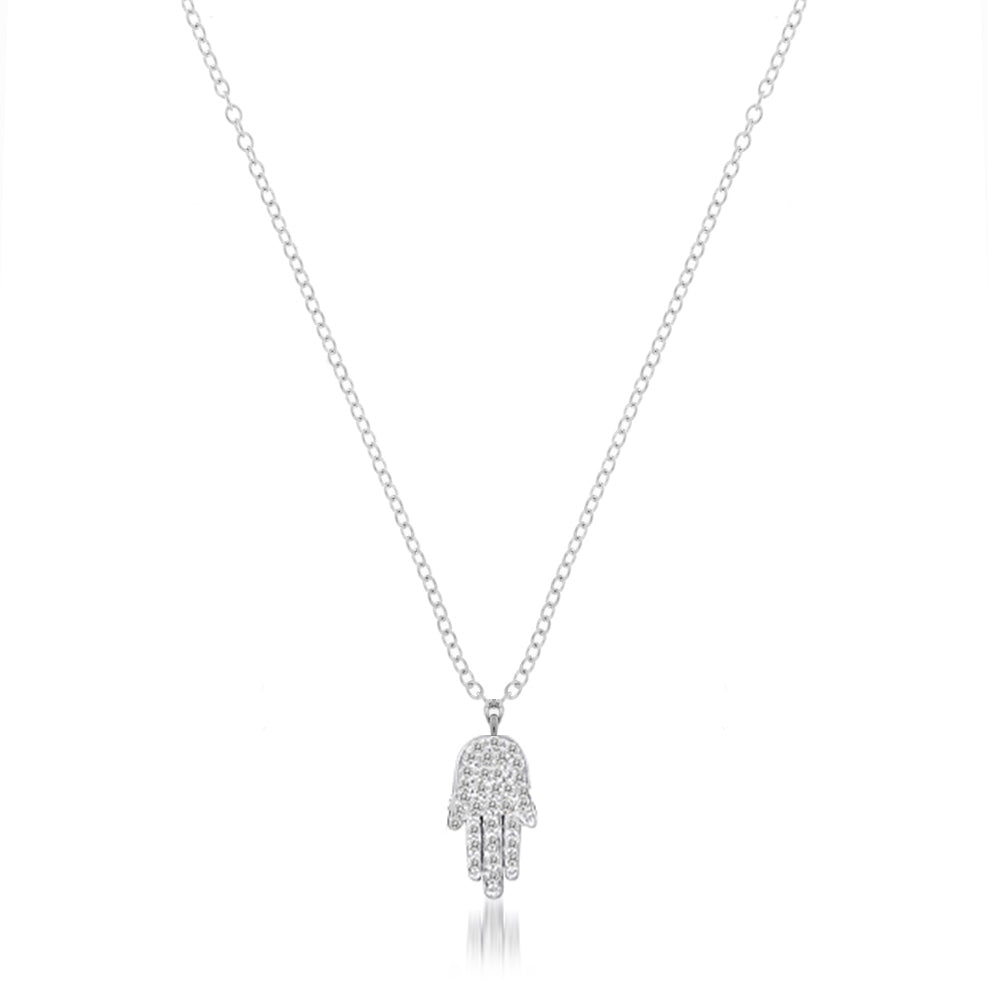 Pave Diamond Hamsa Hand Necklace