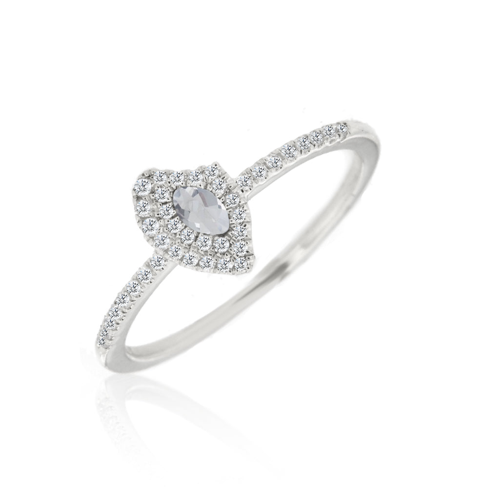 White Topaz and Diamond Ring
