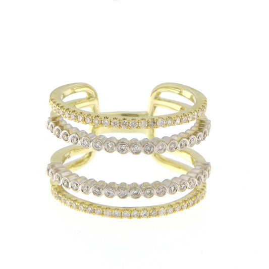 Yellow Gold Double Bezel Diamond Band Ring