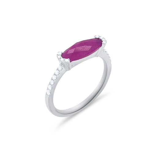 White Gold Ruby and Diamond Ring