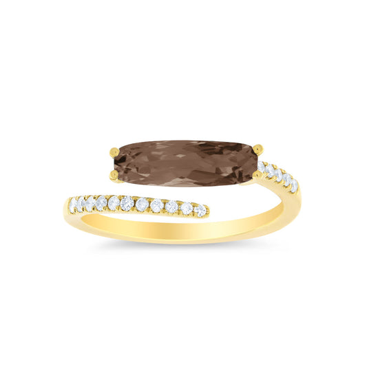Spiral Yellow Gold and Smokey Quartz Ring