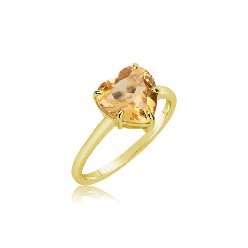 gold citrine heart ring