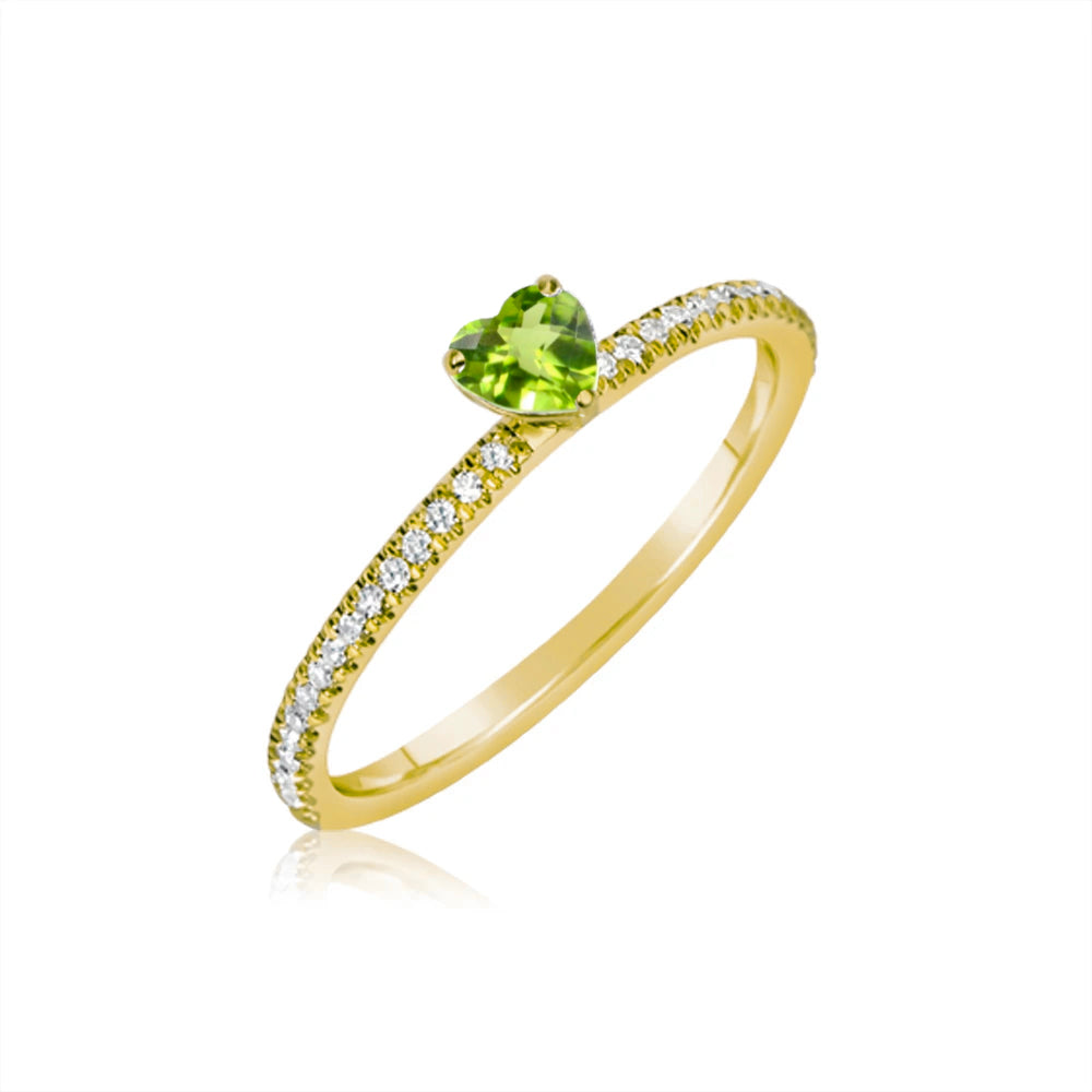 Peridot and Diamond Pave Heart Ring