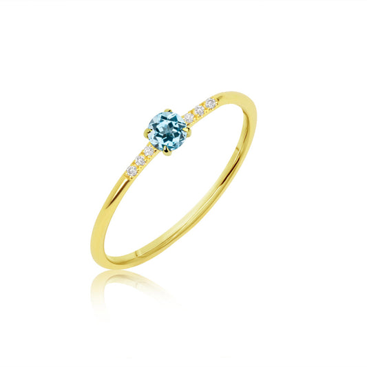 Blue Topaz and Diamond Ring