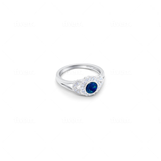 White Gold Opal and Diamond Antique Ring