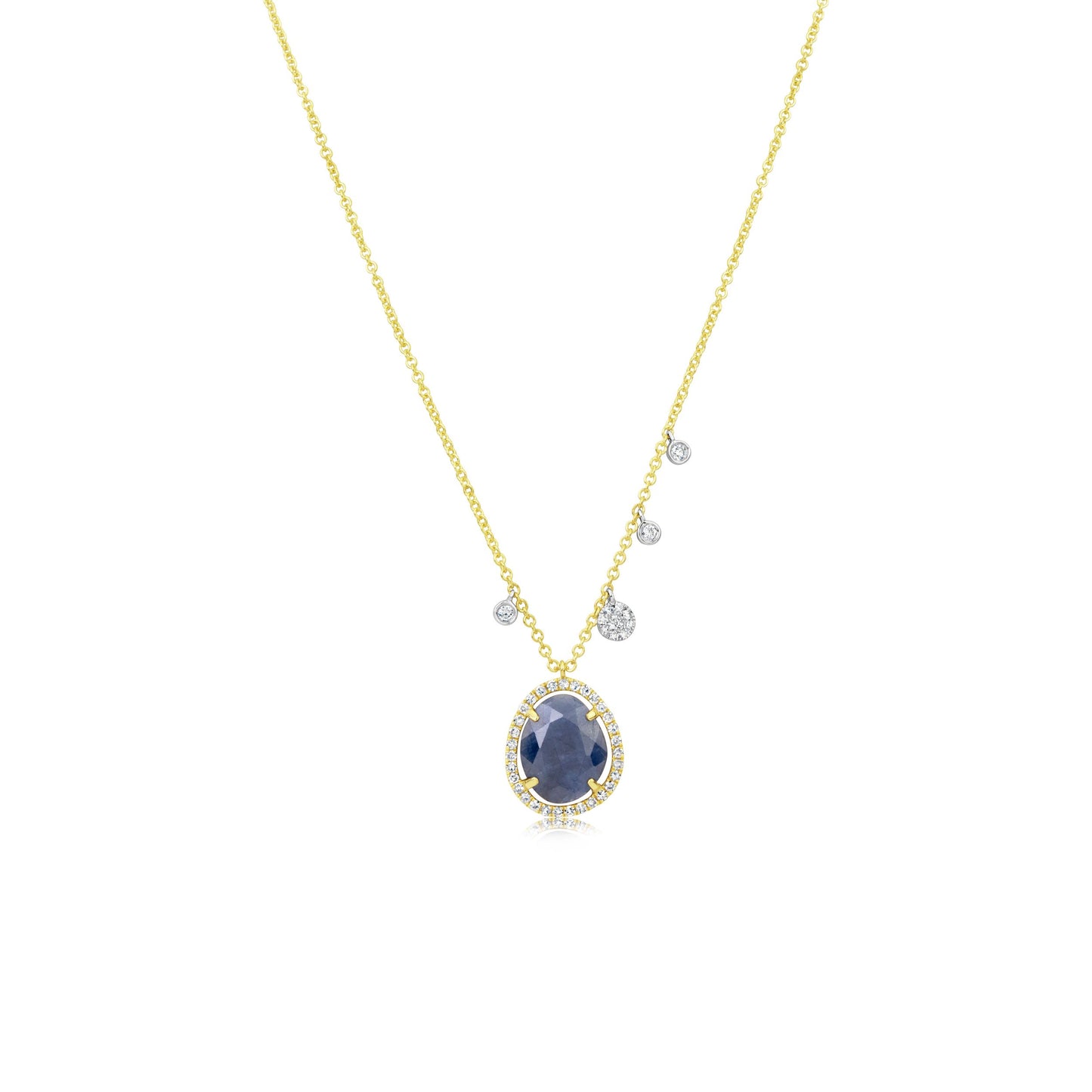 White Gold Blue Sapphire and Diamond Necklace