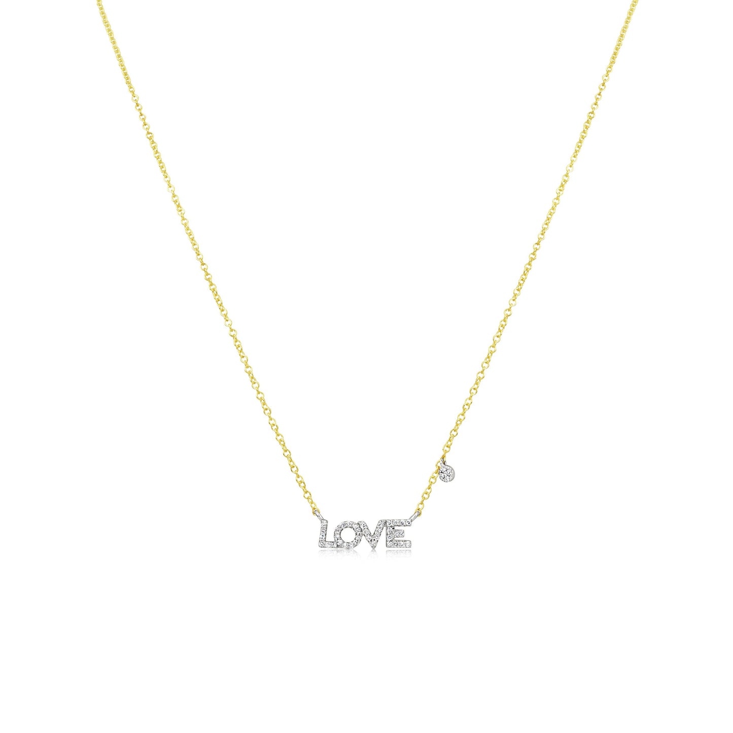 Yellow Gold Love Bezel Set Necklace