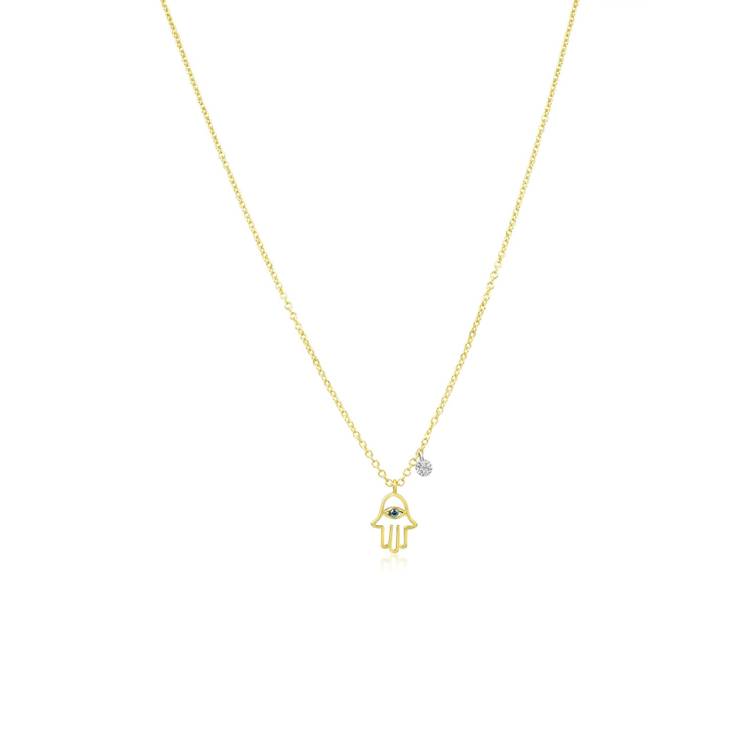 Yellow Gold Dainty Hamsa Necklace