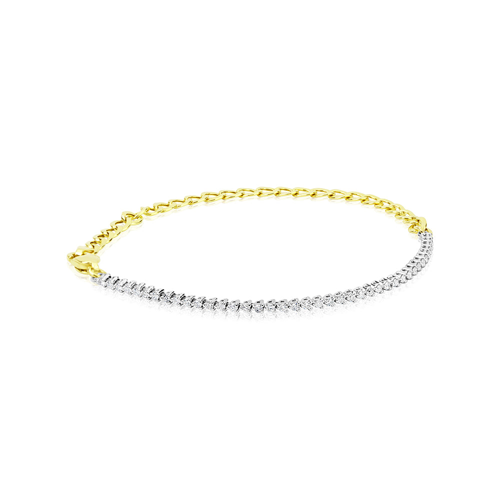 Half and Half Yellow Gold Dimond Bracelet