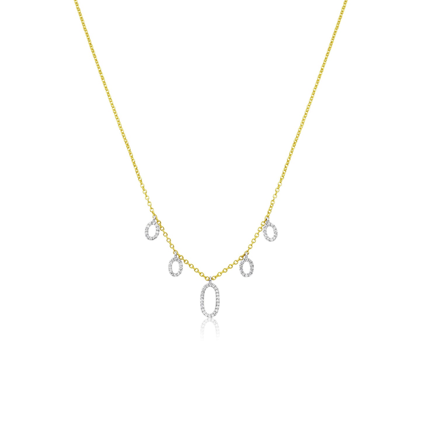 Yellow Gold And Oval Charm Necklace