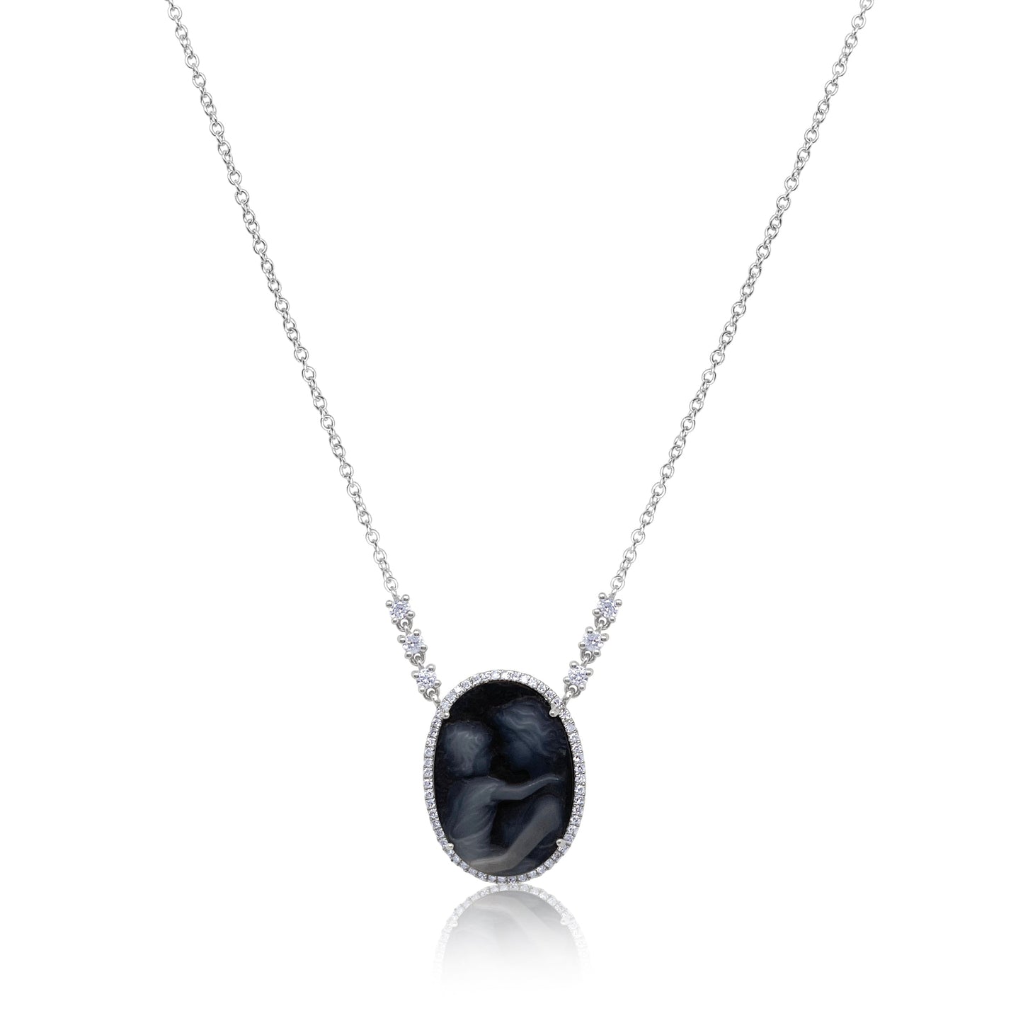 White Gold Cameo Necklace